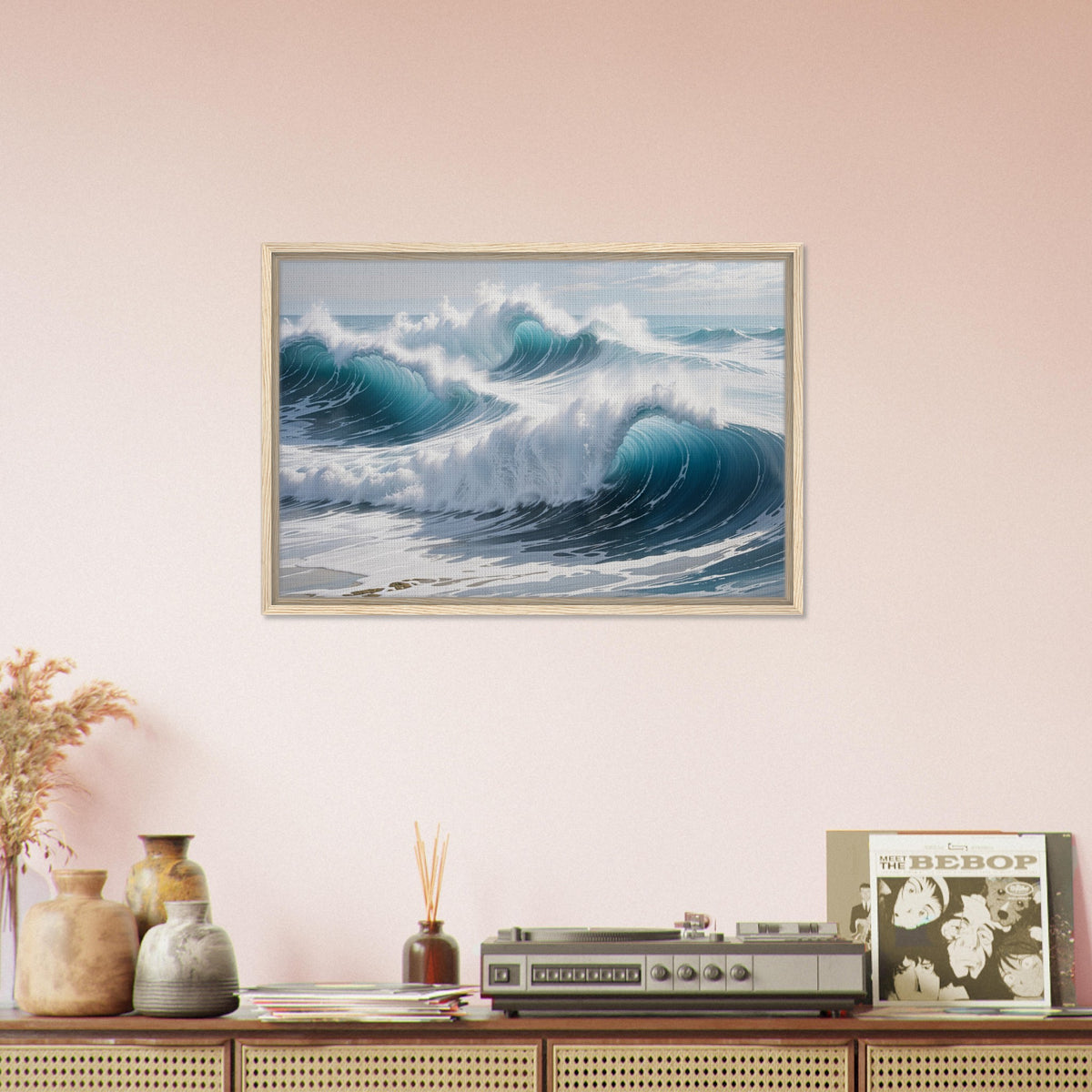 Ocean Symphony - Captivating Waves in Motion - - Framed Canvas