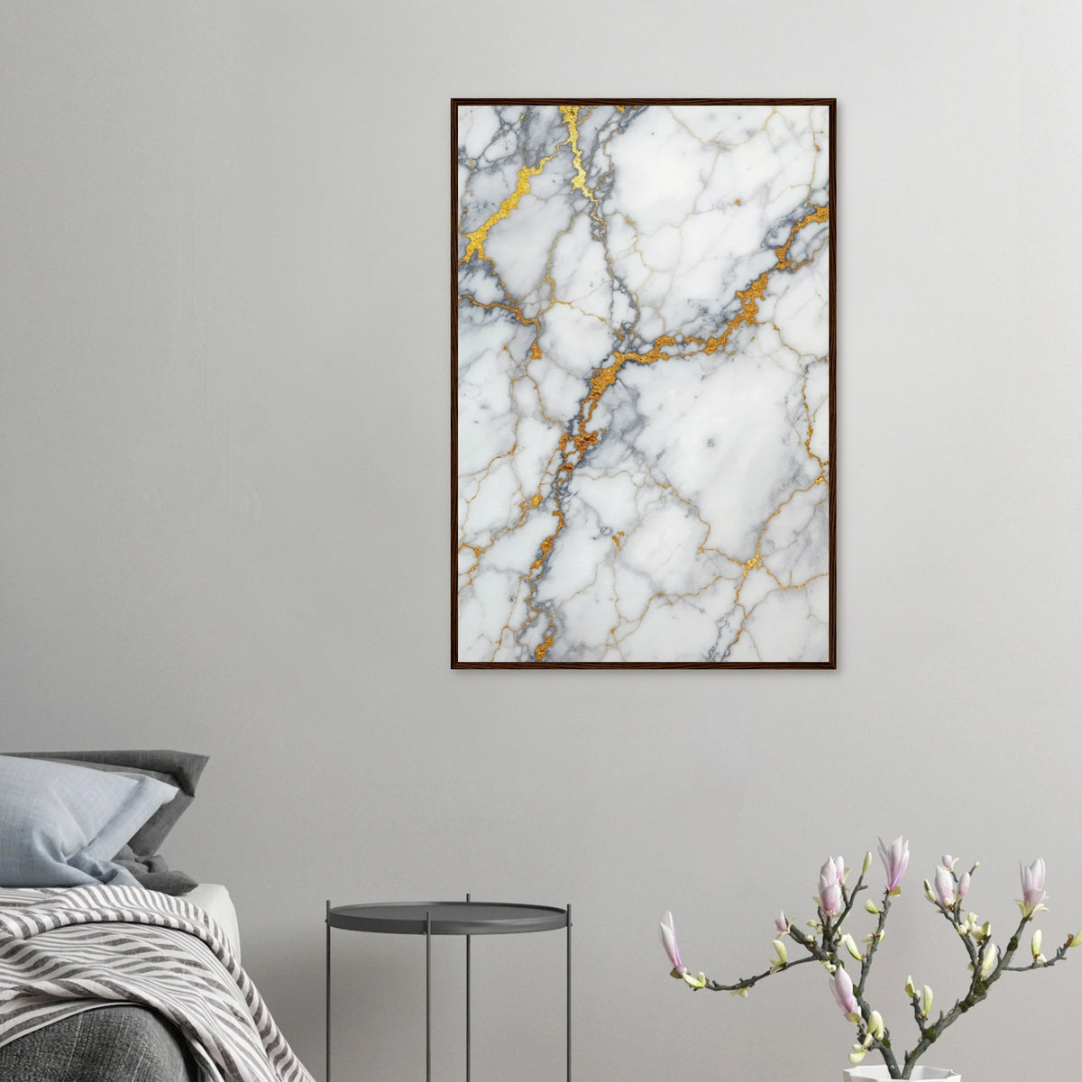 Gilded Marble - Luxury Texture Framed Poster - 60x90 cm 24x36″ Dark wood frame - Wooden Framed Posters