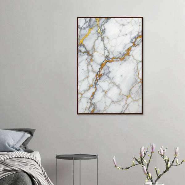 Gilded Marble - Luxury Texture Framed Poster - 60x90 cm 24x36″ Dark wood frame - Wooden Framed Posters