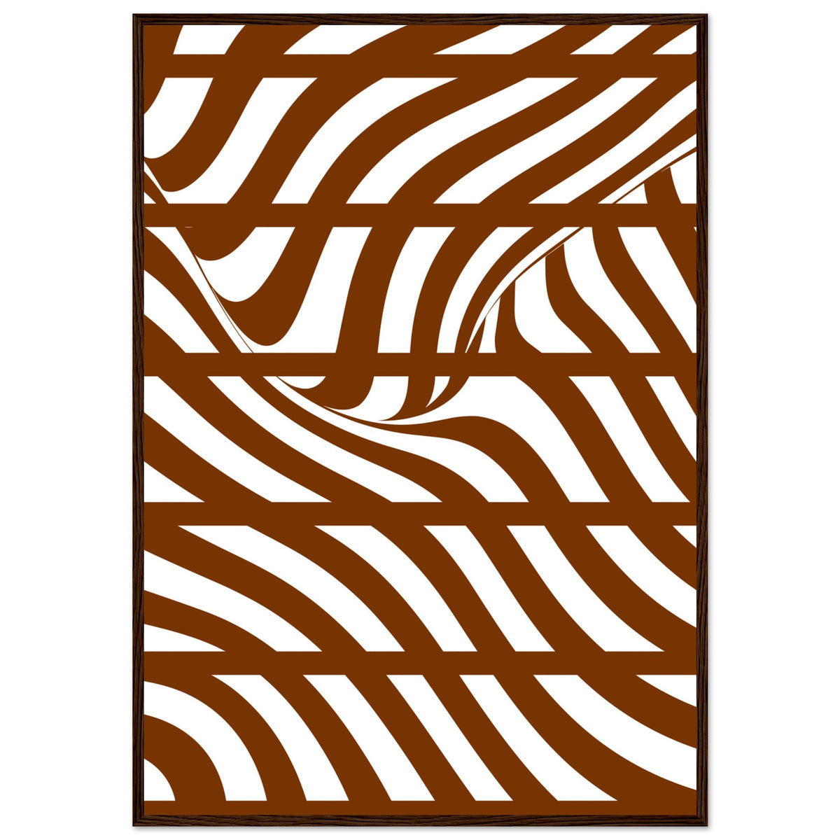 Flowing Lines - Contemporary Wall Art - 70x100 cm 28x40″ Dark wood frame - Wooden Framed Posters