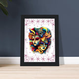 Colorful Mask Trio - Luxury Framed Print - - Wooden Framed Posters