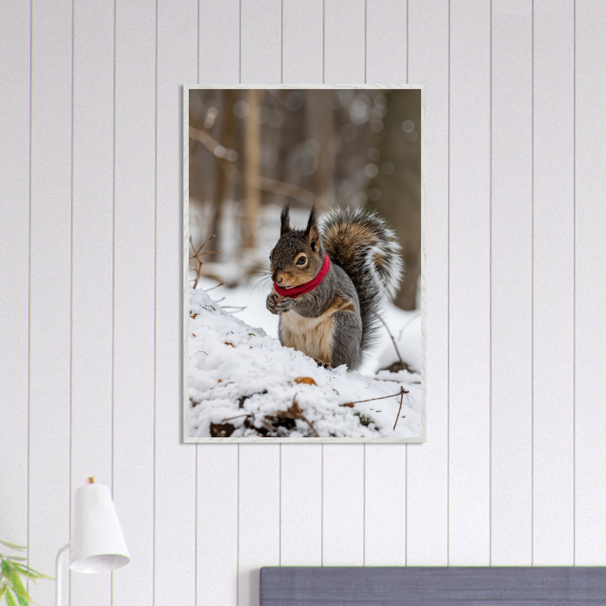 Nature’s Charm - Winter Squirrel Framed Wall Art - - Framed Posters