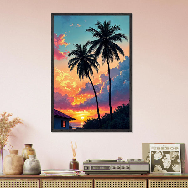Tropical Sunset Gift Framed Poster - Black frame - Wooden Framed Posters