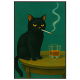Gift Attitude – Smoking Cat Metal Framed Poster - - Metal Framed Posters