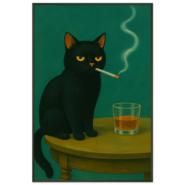 Gift Attitude – Smoking Cat Metal Framed Poster - - Metal Framed Posters