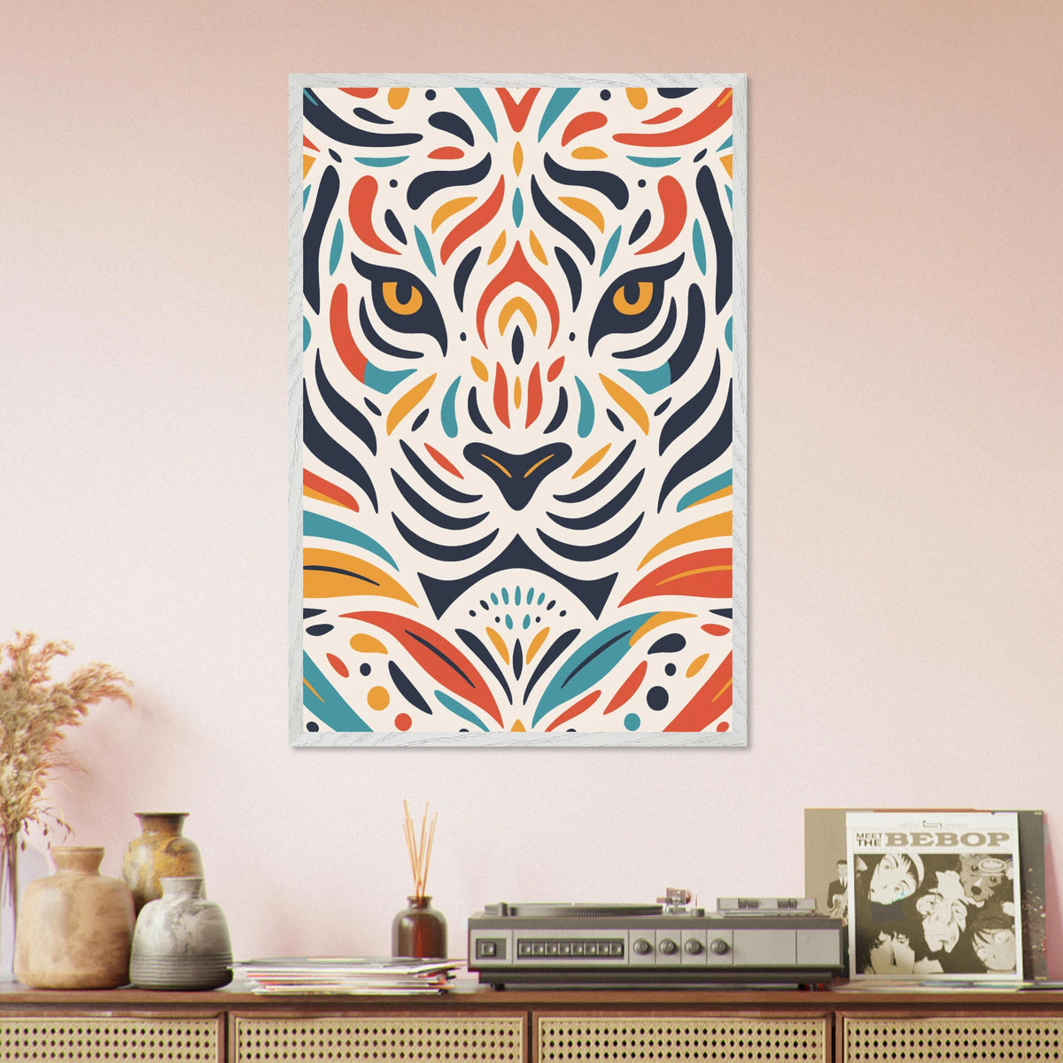 Abstract Tiger Wooden Framed Poster – Bold Art Gift - - Wooden Framed Posters