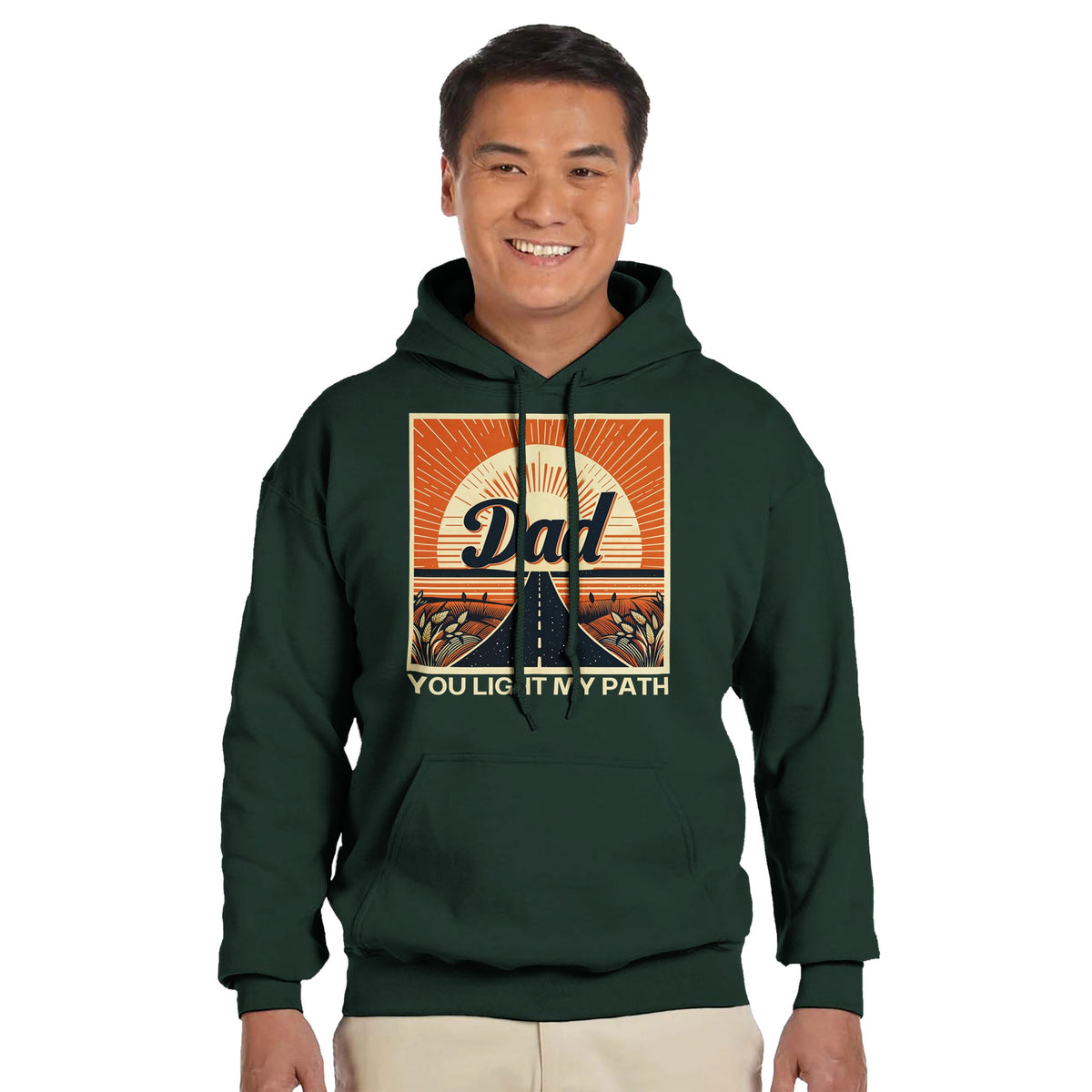 Sunset Serenity - For the Dad Who Inspires - Forest Green - Hoodies