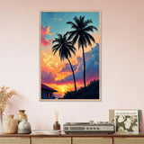 Tropical Sunset Gift Framed Poster - Wood frame - Wooden Framed Posters