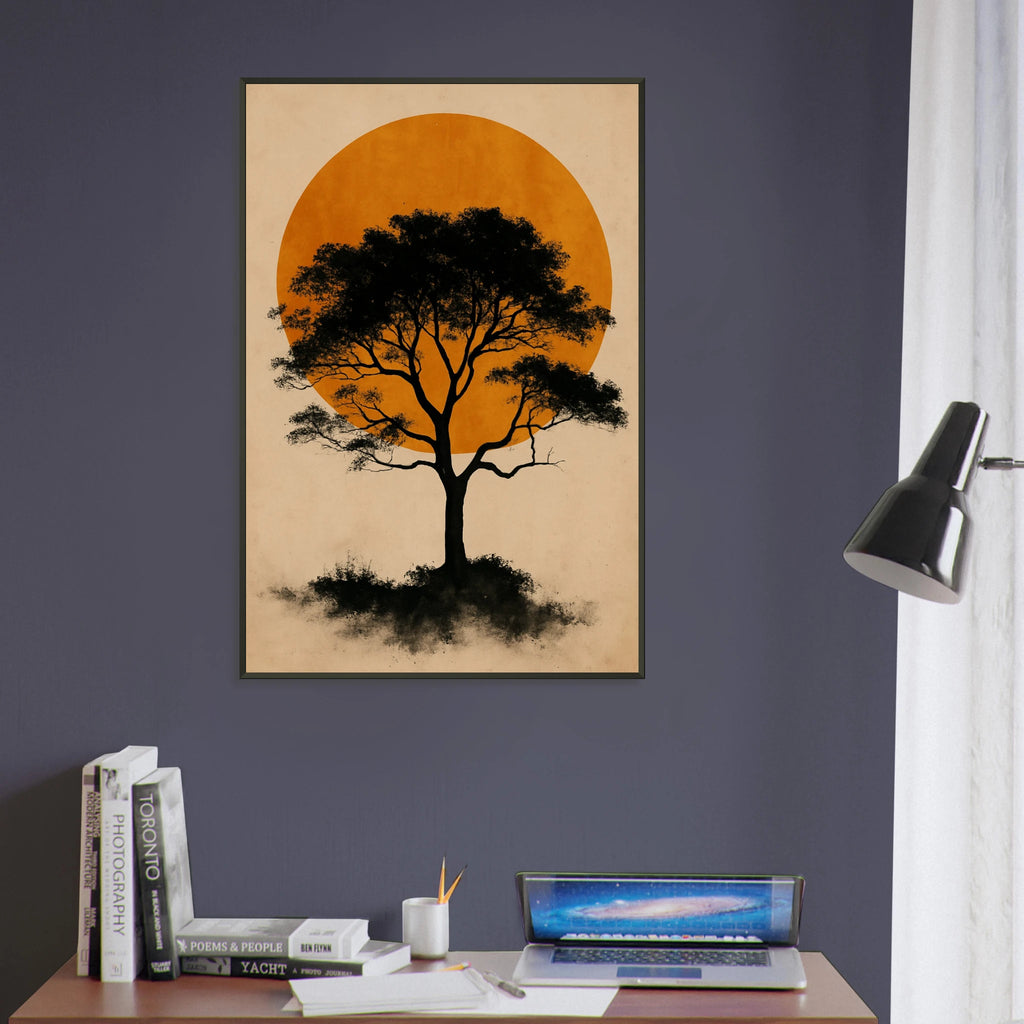 Japanese Sun & Tree – Metal Framed Poster Gift - Default Title - Metal Framed Posters