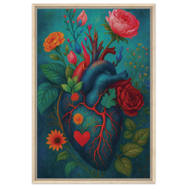 Gift of Love – Blooming Heart Canvas Wall Art - - Canvas