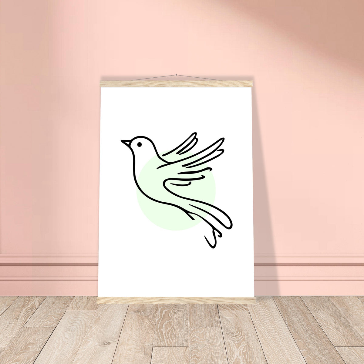 Serene Wings - Bird Art Poster with Magnetic Wooden Hanger - 50x70 cm 20x28″ Natural wood wall hanger - Posters With Hanger