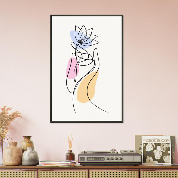 Serenity in Lines - Contemporary Floral Art - - Metal Framed Posters