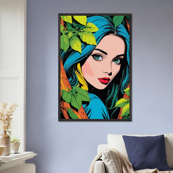 Premium Nature's Elegance - The Blue-Haired Muse - - Wooden Framed Posters