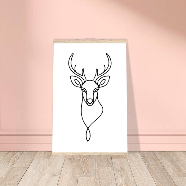 Graceful Lines - Deer Design for Contemporary Spaces - 60x90 cm 24x36″ Natural wood wall hanger - Posters With Hanger