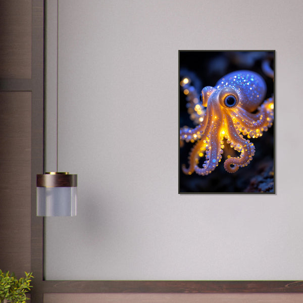 Glowing Octopus Framed Poster – Gift for Ocean Lovers - Default Title - Metal Framed Posters