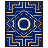 Art Deco Elegance - Blue & Gold Geometric Framed Print - 40x50 cm 16x20″ Dark wood frame - Wooden Framed Posters