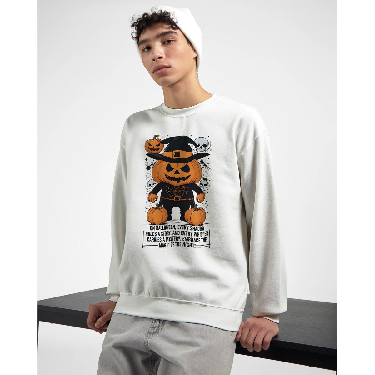 Pumpkin Witch - Embrace the Magic of Halloween - White - Sweatshirts