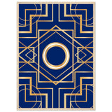 Art Deco Elegance - Blue & Gold Geometric Framed Print - 50x70 cm 20x28″ Wood frame - Wooden Framed Posters