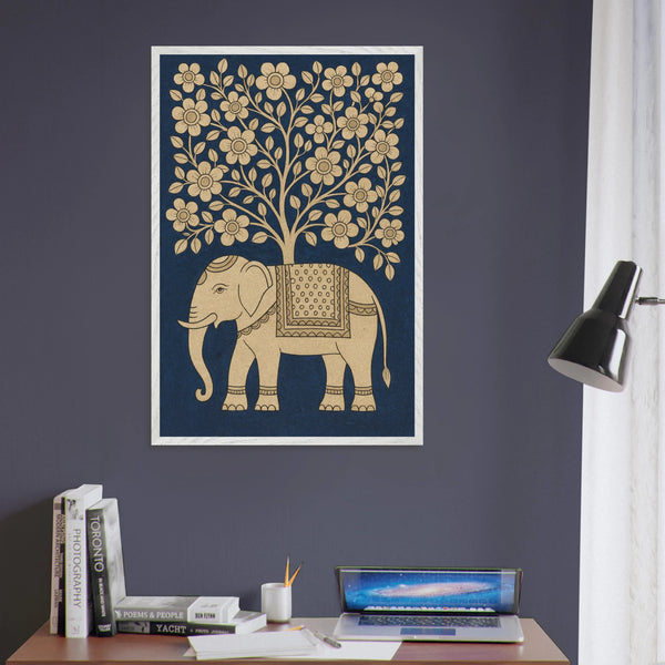Traditional Elephant Art Print – Heritage Frame Gift - - Wooden Framed Posters
