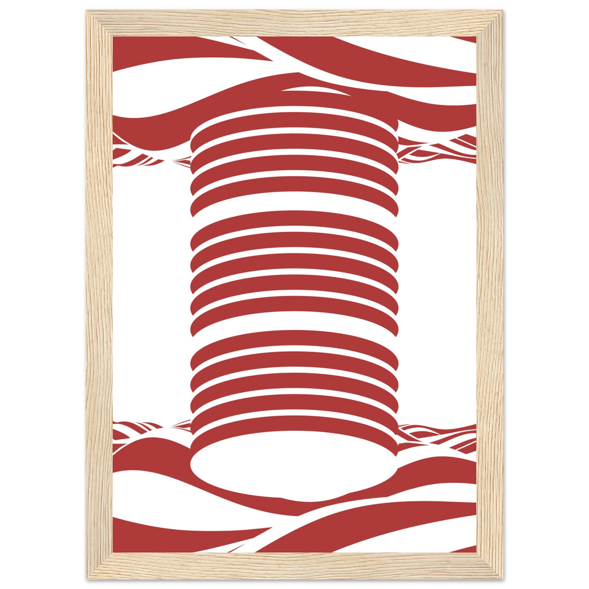 Twist of Elegance - Striking Red & White Art - A4 21x29.7 cm 8x12″ Wood frame - Framed Posters