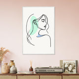 Elegance in Line - Minimalist Female Profile Art - 60x90 cm 24x36″ White frame - Wooden Framed Posters