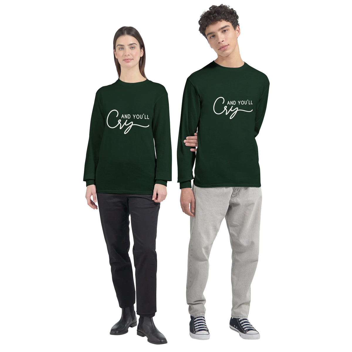 Emotional Resonance - Tears and Memories on Fabric - Forest Green - Sweatshirts