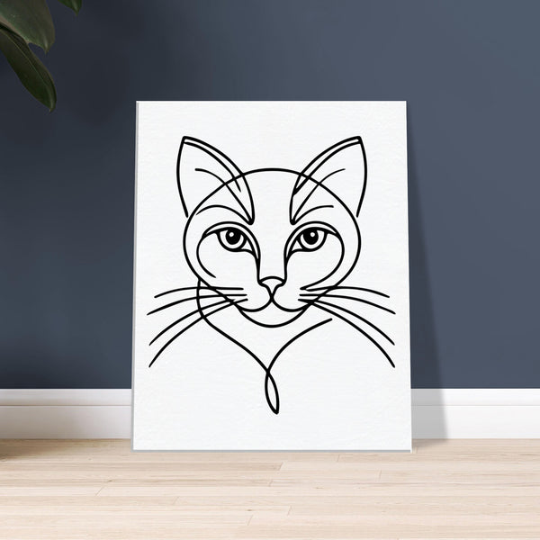 Silent Purr - Sleek Cat Line Drawing on Canvas - - Canvas Prints