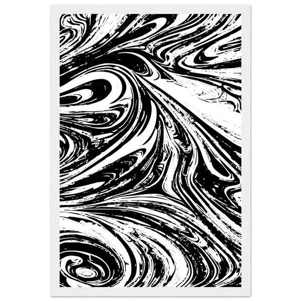 Black & White Swirl - Premium Matte Framed Poster - 30x45 cm 12x18″ White frame - Metal Framed Posters