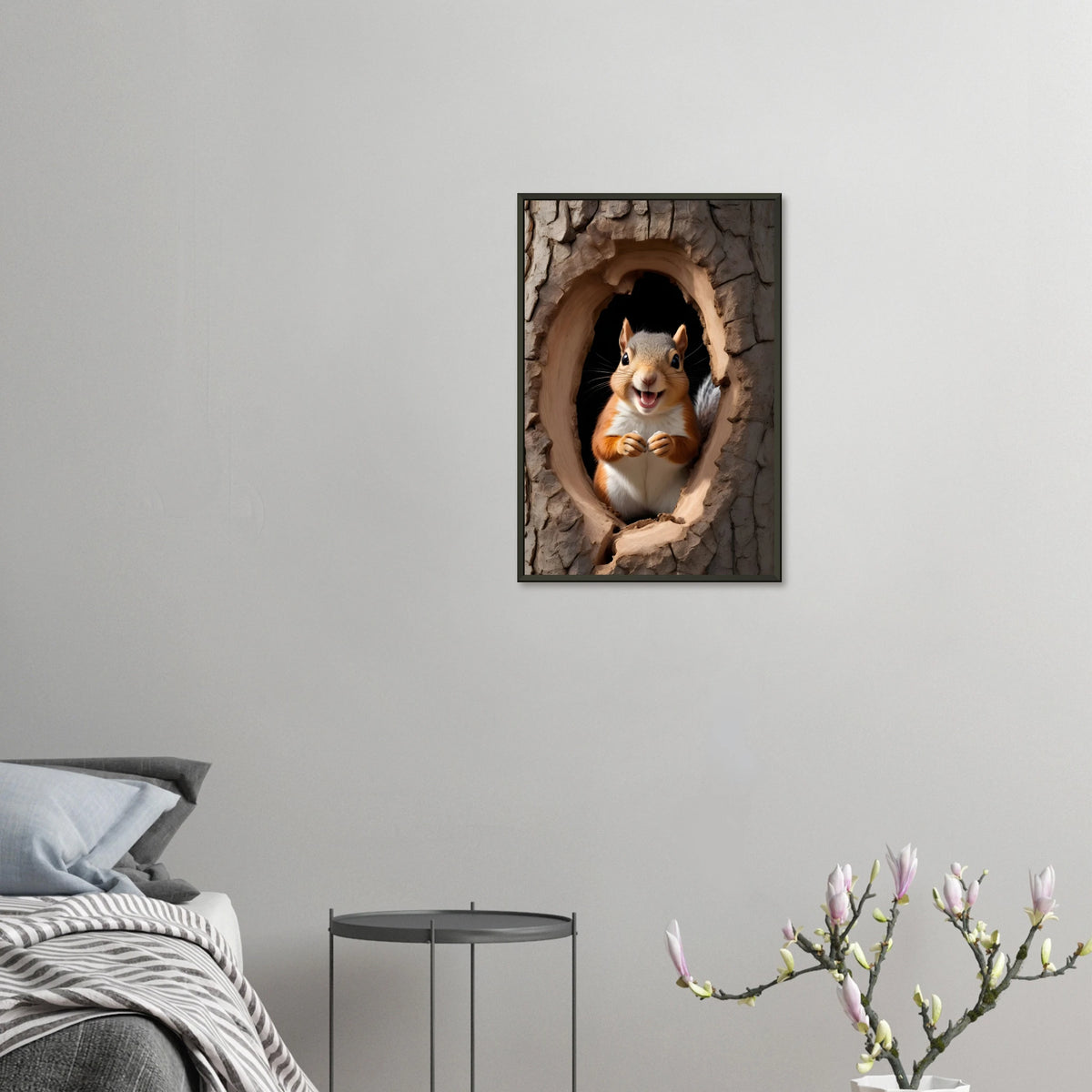 Nutty Grin - Delightful Squirrel Art for Your Home - 40x60 cm 16x24″ - Metal Framed Posters