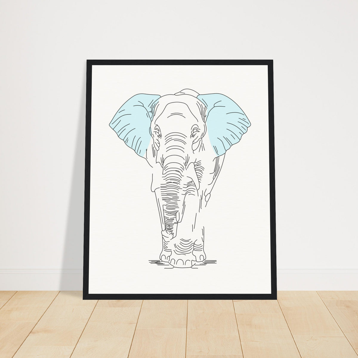 Sublime Serenity - Elephant in Pastel - 40x50 cm 16x20″ Black frame - Wooden Framed Posters