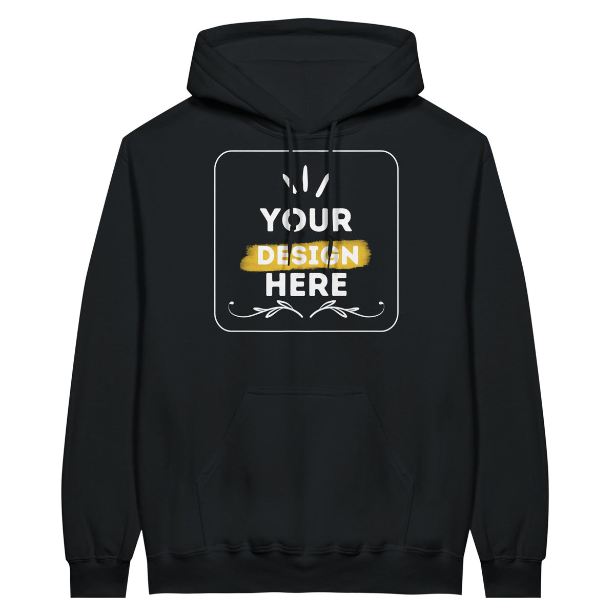 Cozy Up in Style - Classic Customizable Unisex Pullover Hoodie - Black - Unisex Hoodies