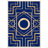 Art Deco Elegance - Blue & Gold Geometric Framed Print - 70x100 cm 28x40″ Wood frame - Wooden Framed Posters