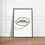 Natural Beauty - Framed Lips Artwork on Matte Paper - - Wooden Framed Posters