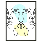 Twins in Harmony - Minimalist Faces with Pastel Touch - 45x60 cm 18x24″ - Metal Framed Posters