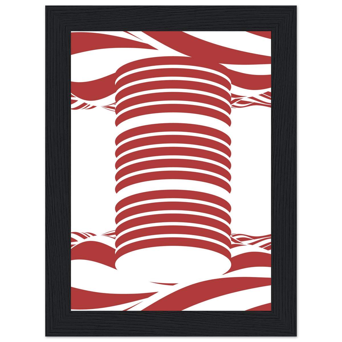 Twist of Elegance - Striking Red & White Art - 13x18 cm 5x7″ Black frame - Framed Posters