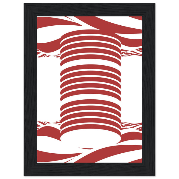 Twist of Elegance - Striking Red & White Art - 13x18 cm 5x7″ Black frame - Framed Posters