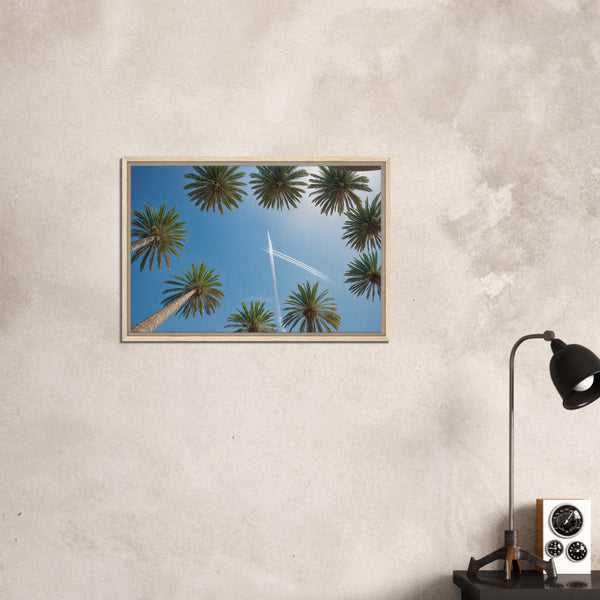 Tropical Breeze - Framed Palm Tree Sky - - Framed Canvas