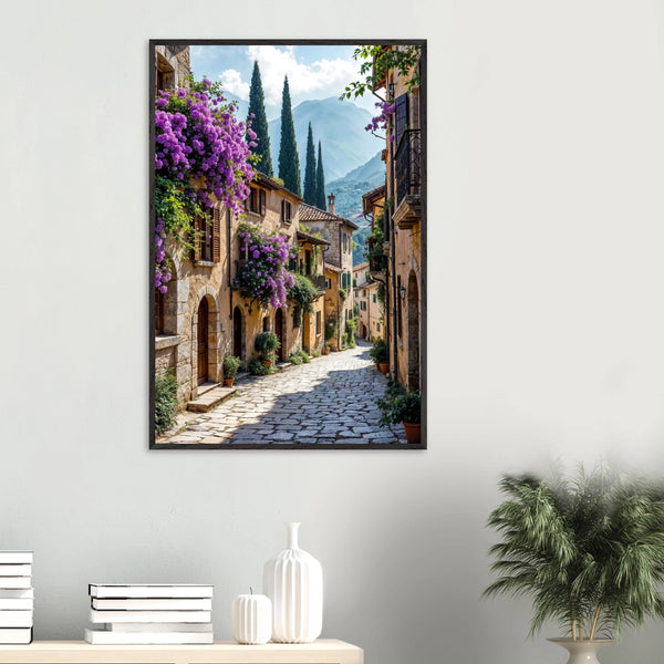 Gift a Window to Italy – Tuscan Bloom Wooden Poster - Black frame - Wooden Framed Posters