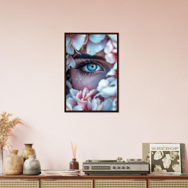 Inner Bloom - Eye with Floral Frame Print - 40x60 cm 16x24″ Dark wood frame - Framed Posters
