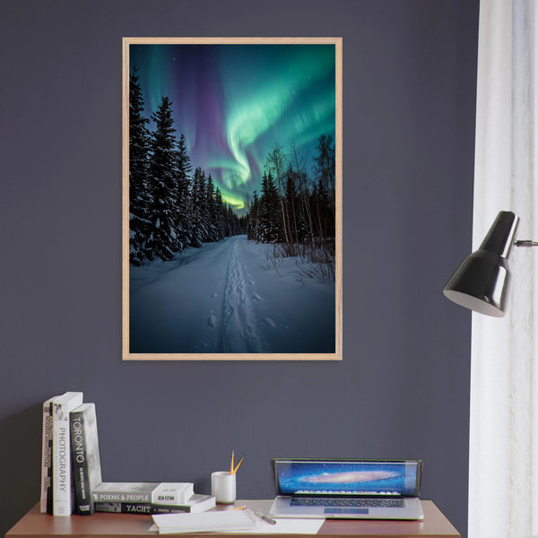 Winter Trail Framed Poster – Gift for Nature Lovers - Wood frame - Wooden Framed Posters