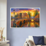 Amsterdam Bridge AI Masterpiece Poster – Gift of Memory - White frame - Wooden Framed Posters
