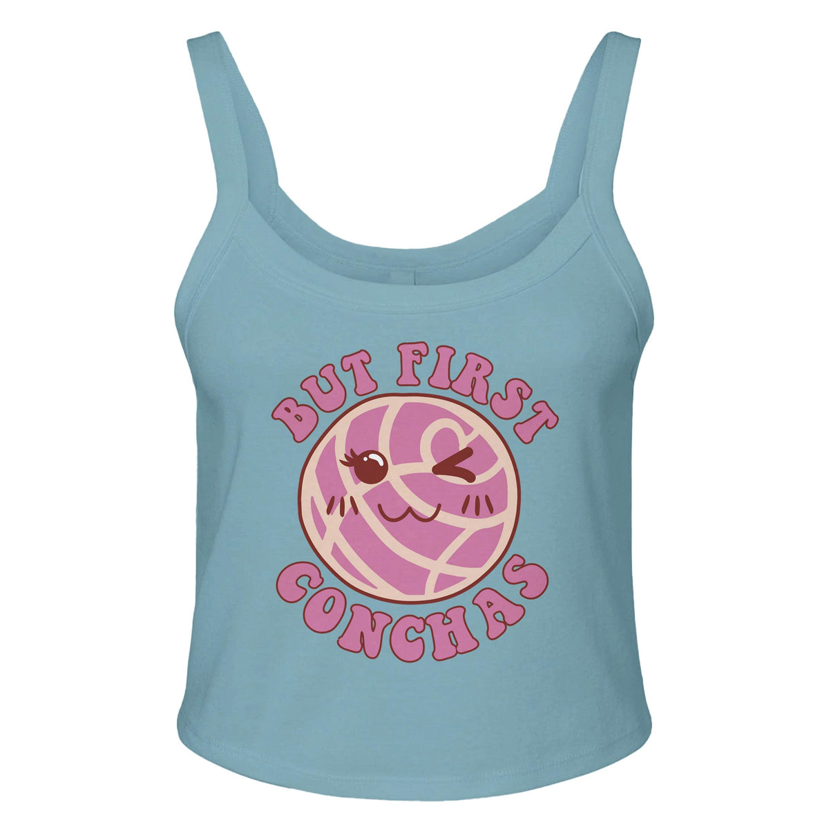 Concha Lover's Delight - But First, Conchas - sld baby blu bln - Tank Tops