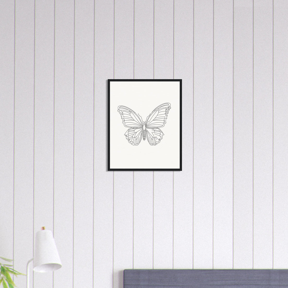 Butterfly Grace - Framed Minimalist Art - - Wooden Framed Posters