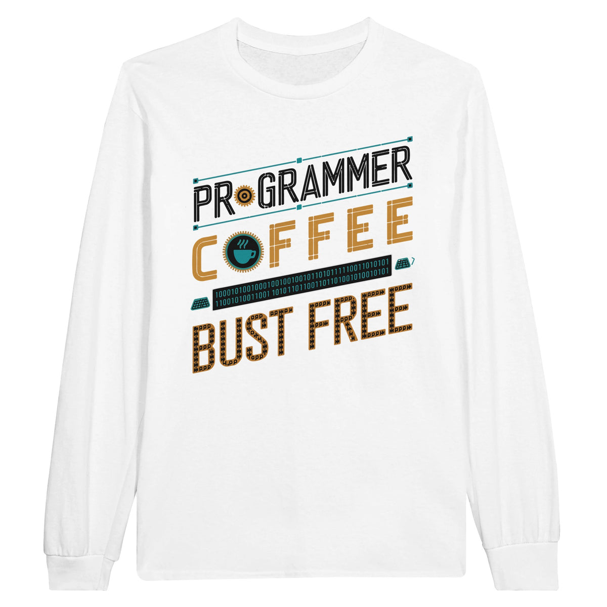 Funny Coffee Code Long-sleeve Tee for Coworkers - White - Long Sleeves T-shirts