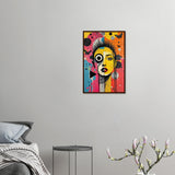 Fragmented Muse - Eclectic Portrait Framed Art - 40x60 cm 16x24″ Dark wood frame - Wooden Framed Posters