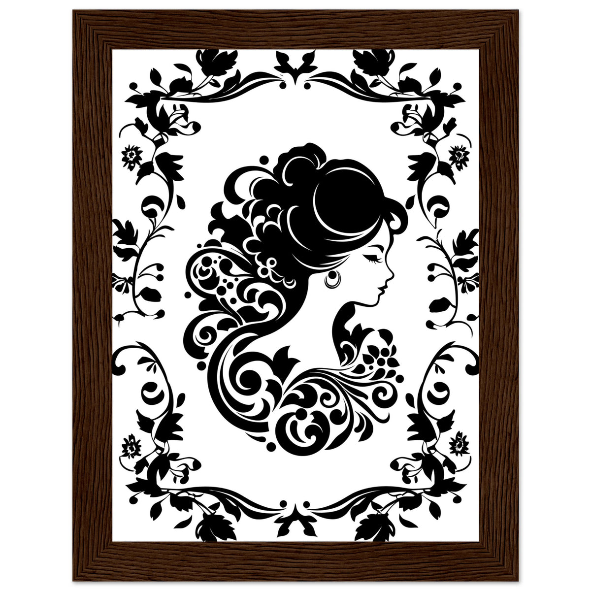 Modern Monochrome - Artistic Fusion - 15x20 cm 6x8″ Dark wood frame - Framed Posters