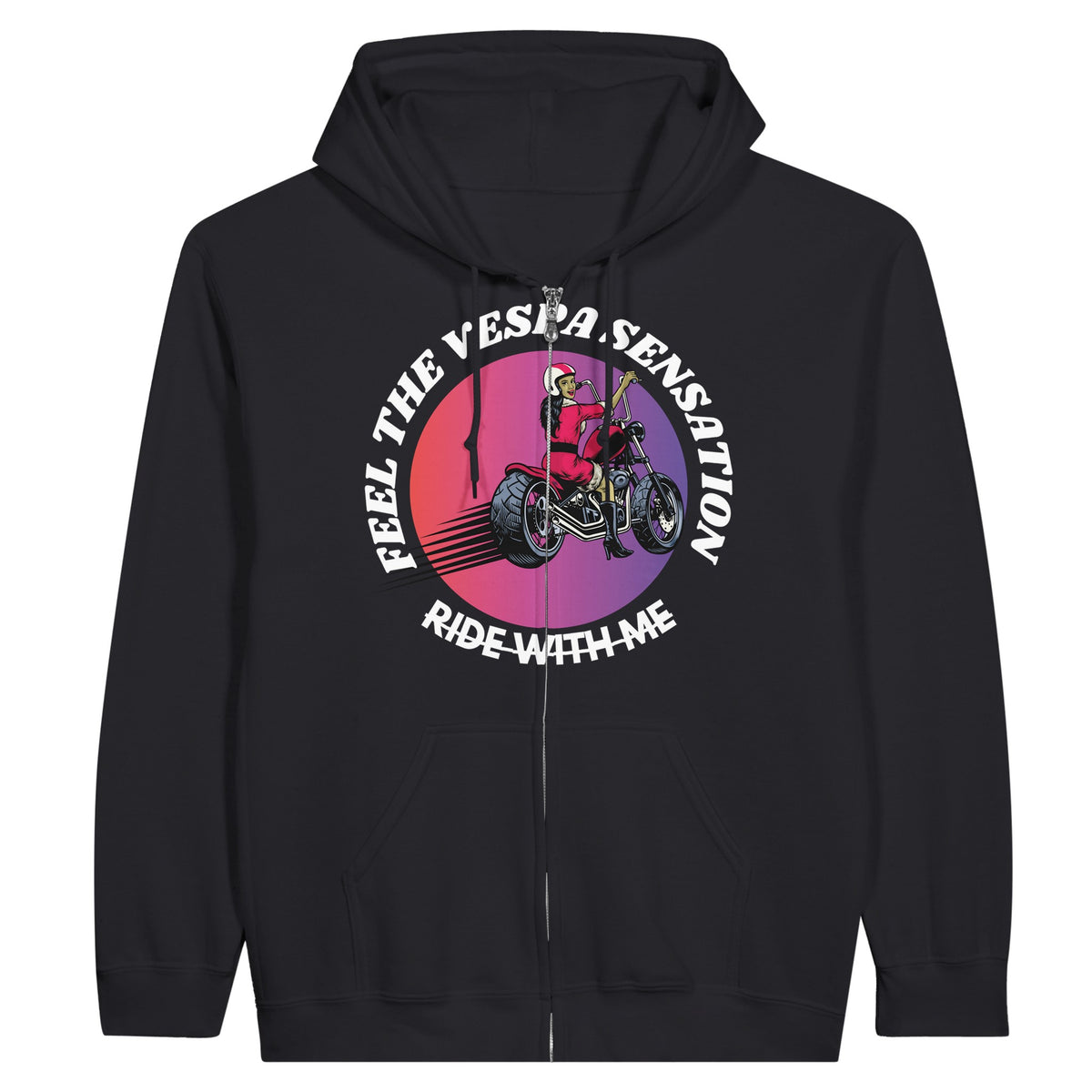 Feel the Freedom - Vespa Adventures Await With Zip Hoodie - Black - Hoodies