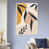 Minimal Leaf Wooden Frame Art – Memory in Every Line - - Wooden Framed Posters