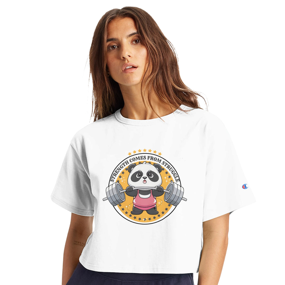 Strength in Cuteness - Panda Power for Gym Lovers - White - T-Shirts