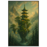 Mystical Pagoda Fantasy - Metal Framed Poster - - Metal Framed Posters